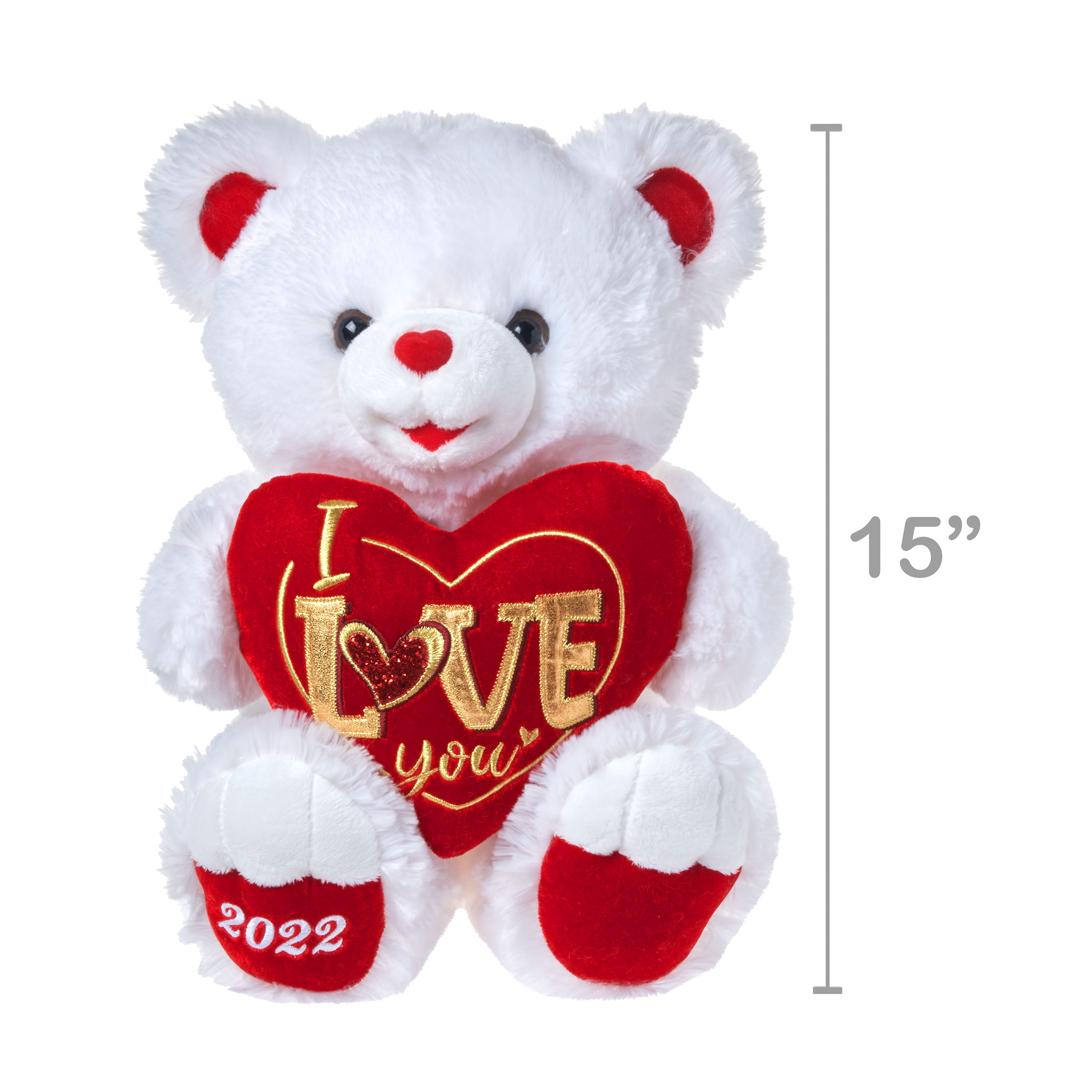 White Teddy Bear holding Red Heart with "I Love You" written on it White   10" 