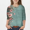 thumbnail image 2 of COM1950s Chemises pour Filles, Mode Enfants Femme Col Rond T-Shirt Imprimé Manches 3/4 Blouse, 2 of 9