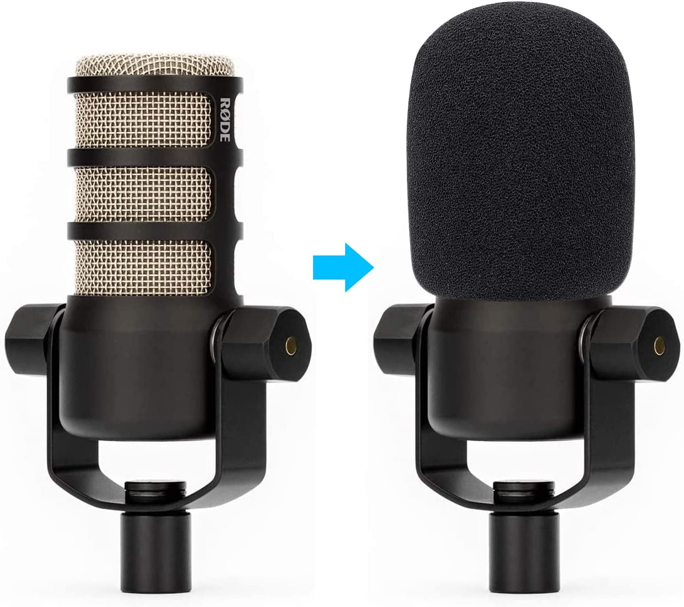 PodMic Pop Filter Foam Cover - Mic Windscreen Wind Cover Customized for Rode PodMic Podcasting Microphone to Blocks Out Plosives（2Pcs）