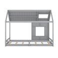 thumbnail image 5 of Full Size House Bed, Solid Wood Open Platform Bed Frame Playhouse Bed with Roof & Window, Full Size Floor Bed Frame Cabin Beds for Teens Adults, Can be Decorated, No Box Spring Required, Gray, 5 of 7