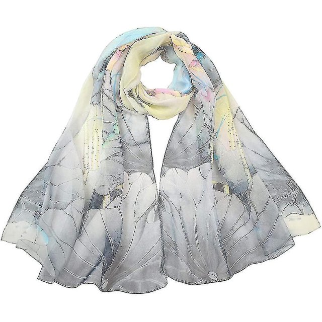 Bufanda chal para mujer Moda para mujer Flor Estampado Wrap Georgette Colorido ZefeiWu 8390613812902