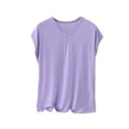 thumbnail image 2 of Fengqque Women's Plus Size Short Sleeve V-neck Modal Loose T-shirt Fashion Casual Solid Color Top Purple XXL(XXL), 2 of 6
