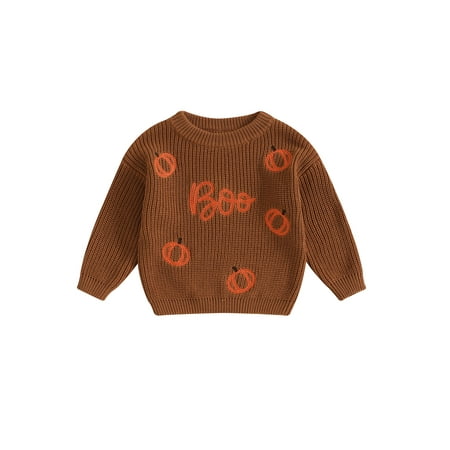 

Nygoyerh Baby Girls Boys Halloween Sweatshirts 3M 6M 9M 18M 2T 3T Long Sleeve Crew Neck Pullovers Pumpkin Print Knitwear Warm Clothes Infant Clothing for Casual