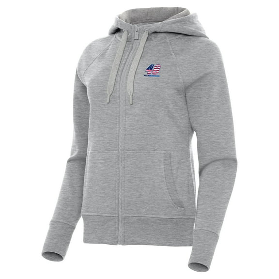 Women's-Antigua  Heather Gray Alex Bowman Victory Full-Zip Hoodie