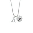 thumbnail image 2 of Delight Jewelry Silvertone Large Greek Letter - Lambda - Silvertone Script Initial Disc - M - Charm Necklace, 20"+3", 2 of 4