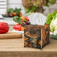 thumbnail image 4 of FUIALDOLG Tissue Box Cover Holder Square Tissue Cube Cover PU Leather Facial Organizer with Metal Button for Bathroom, Tabletop, Car, Night Stands, Office, Home, Kitchen -Fall Buck Deer, 4 of 7