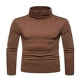 thumbnail image 2 of Chandail à Col Roulé pour Homme, Décontracté, Basique, Coupe Ajustée, Léger, Manches Longues, T-Shirt, Gris Foncé, TTG, 2 of 5