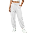 thumbnail image 4 of Girls Knit Jogger Pants Elastic High Waist Casual Sweatpants Side Pockets Solid Color Long Pants, 4 of 7
