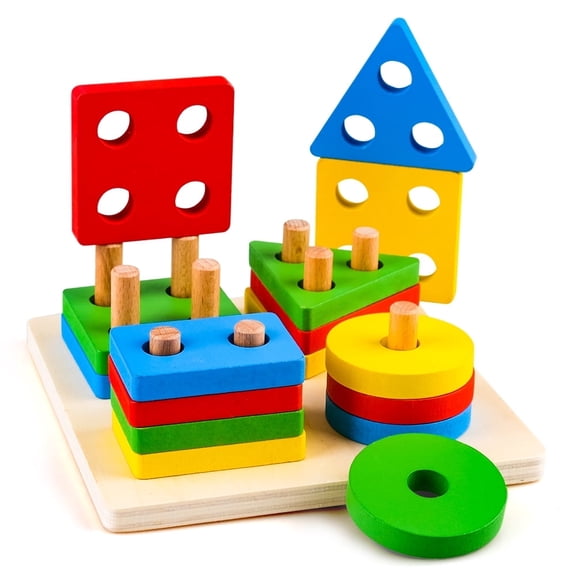 Puzzle Toy Gift for Boy Girl, Birthday Gifts Wooden Shape Toys for Boys&Girls Educational Sensory Toys Building Blocks Shape Sorter for Boys&Girls