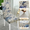 thumbnail image 4 of Floral Dining Chair Covers Set of 6,Washable Spandex Parson Chair Slipcovers Kitchen Stretch Seat Cover Removable for Dining Room,Hotel,Restaurant(6PCS,Blue Flower), 4 of 5
