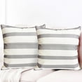 thumbnail image 2 of Decorative Throw Pillow Covers Set of 2 Light Gray Pillow Covers 20x20 inch Throw Pillows Linen Square Pillow Case,Farmhouse Outdoor Modern Boho Striped Pillow Covers for Couch Sofa, 2 of 6
