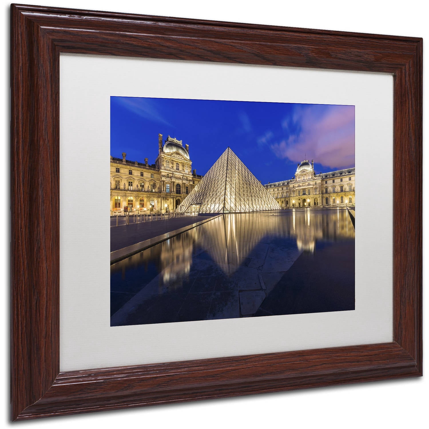 Trademark Fine Art "Golden Hour in the Louvre" Canvas Art by Mathieu Rivrin, White Matte, Wood Frame