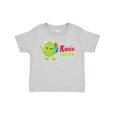 

Inktastic Look out Kindergarten Here I Come with Cute Green Monster Boys or Girls Toddler T-Shirt