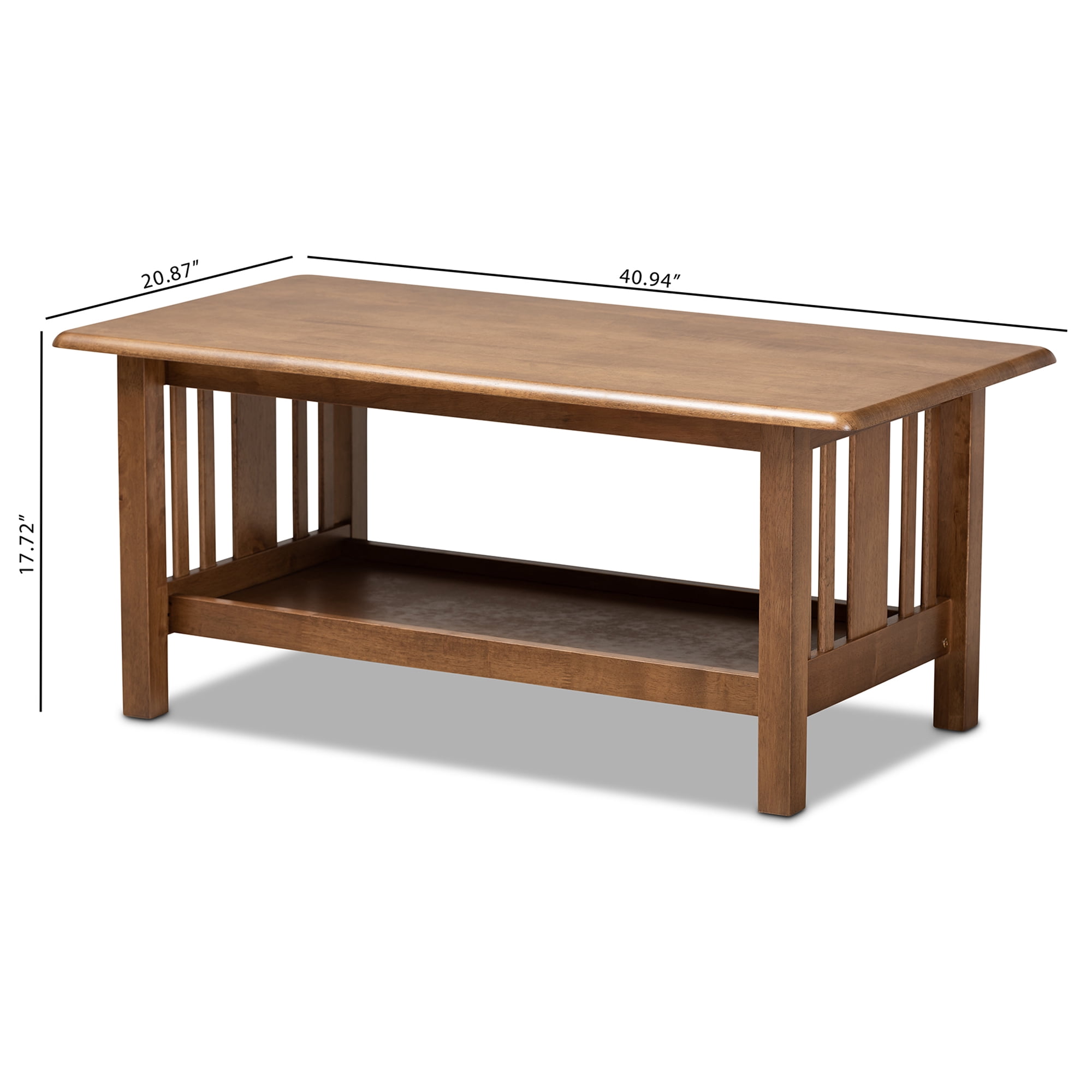 Baxton Studio Rylie Traditional Transitional Mission Style Walnut Brown Finished Rectangular Wood Coffee Table