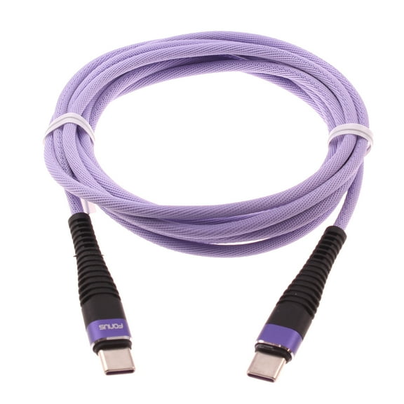 For TCL 40 XE 5G, 30 XE 5G - Type-C to USB-C Purple 6ft PD Cable, Long Charger Cord Power Wire Sync Braided Fast A2Y