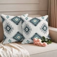 thumbnail image 2 of Teal Grey Pillow Covers 2 Pack Aztec Ethnic Southwestern Native Geometric Pillowcase Waterproof Outdoor Throw Pillow Cover for Patio Garden Square Cushion 20”x20”, 2 of 9