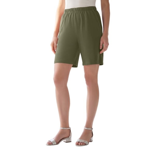 Roaman's Women's Plus Size Petite Plus Size Soft Knit Pull-On Short