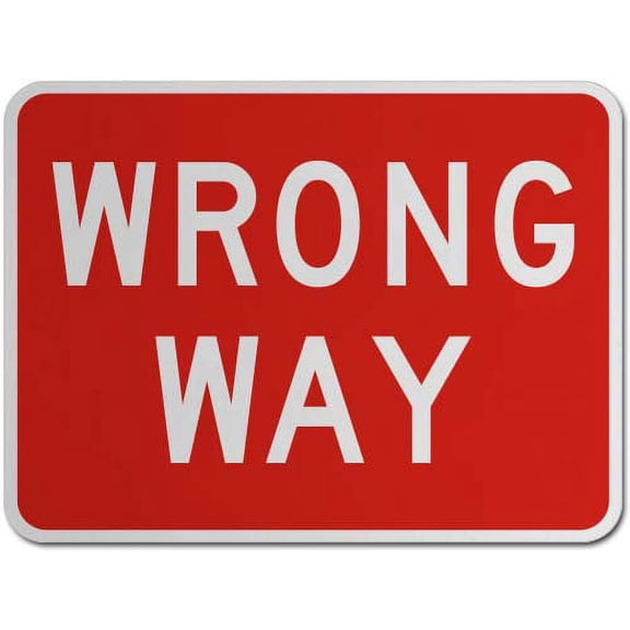 Traffic & Warehouse Signs - Wrong Way Sign - Weather Approved Aluminum Street Sign, 0.04 Thickness - 10" X 7"