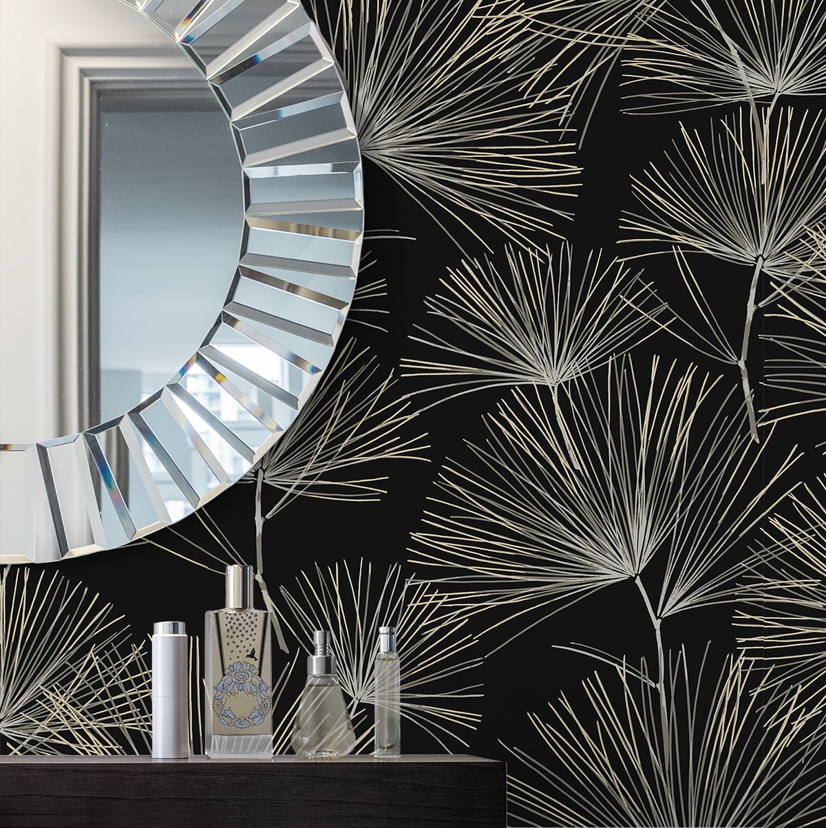NextWall Ebony & Pavestone Pine Needle Peel and Stick Wallpaper