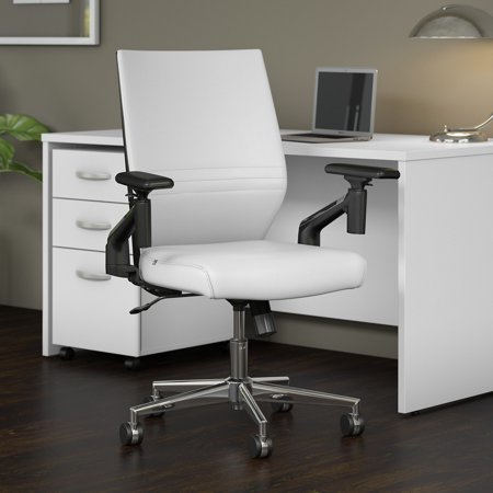 UPC: 0042976170141 | Bush Furniture Cabot Mid Back Leather Office Chair by White Leather