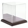 Plymor Clear Acrylic Display Case with Hardwood Base (Mirror Back), 4" x 4" x 4"