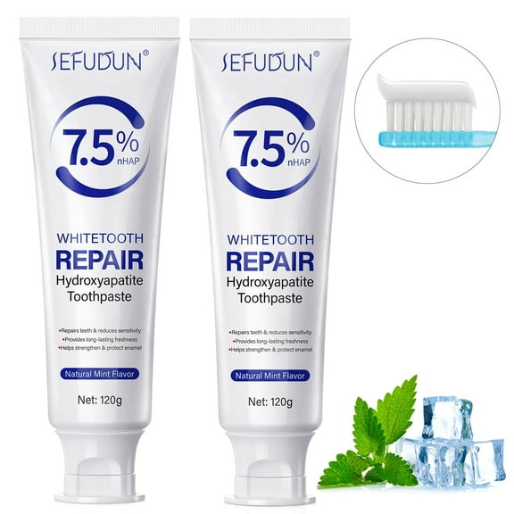 Hydroxyapatite Toothpaste, 2-Pack Oral Care Toothpaste for Helps Strengthen & Protect Enamel,Natural Peppermint Flavor