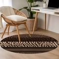 thumbnail image 5 of 3ft Washable Round Rug, Brown Zebra Leopard Print Non-Slip Circle Area Rug for Bedroom Bedside, Country Vintage Animal Skin Print Soft Indoor Floor Mat for Home Decor, 5 of 9