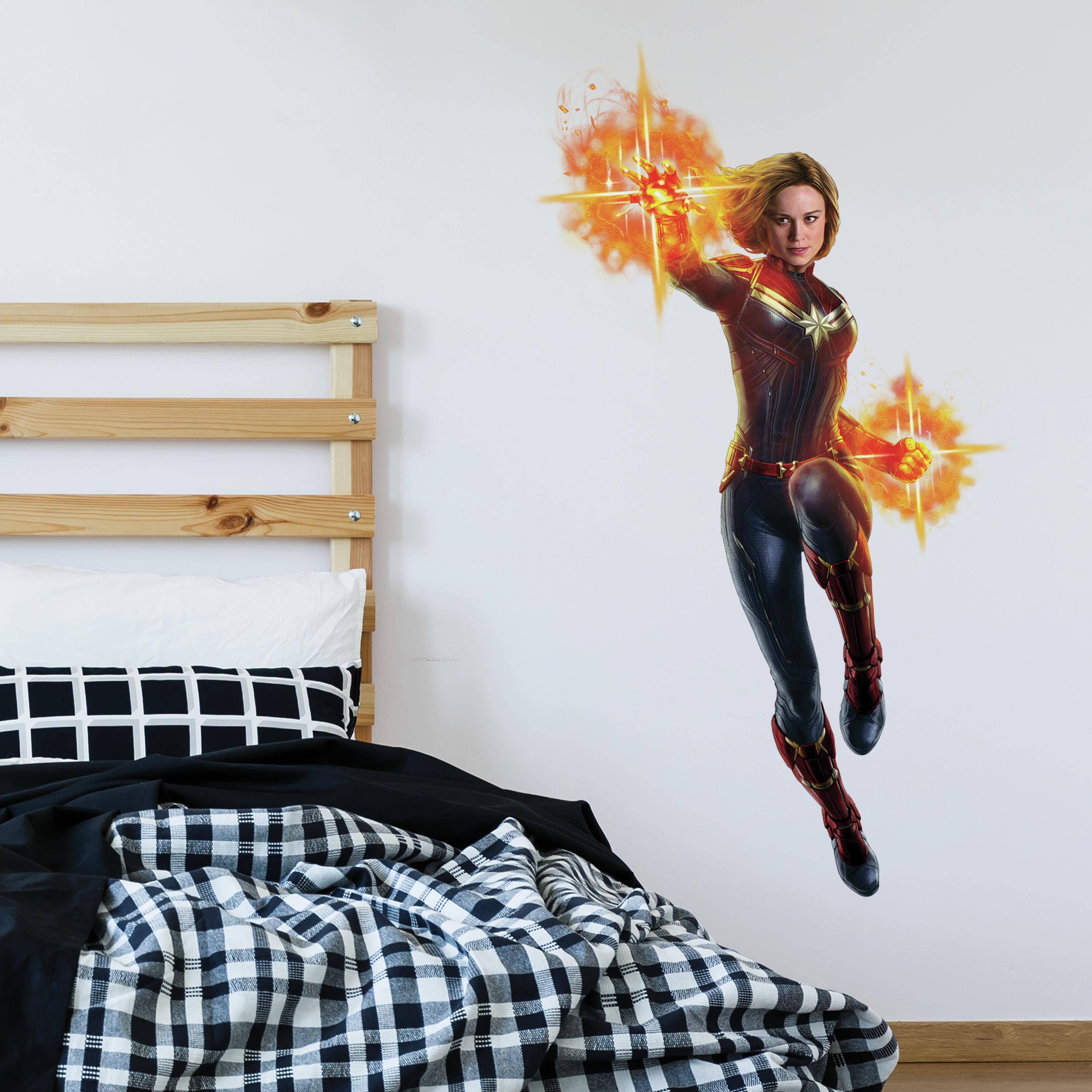 RoomMates Captain Marvel Peel and Stick Giant Wall Decals, Black