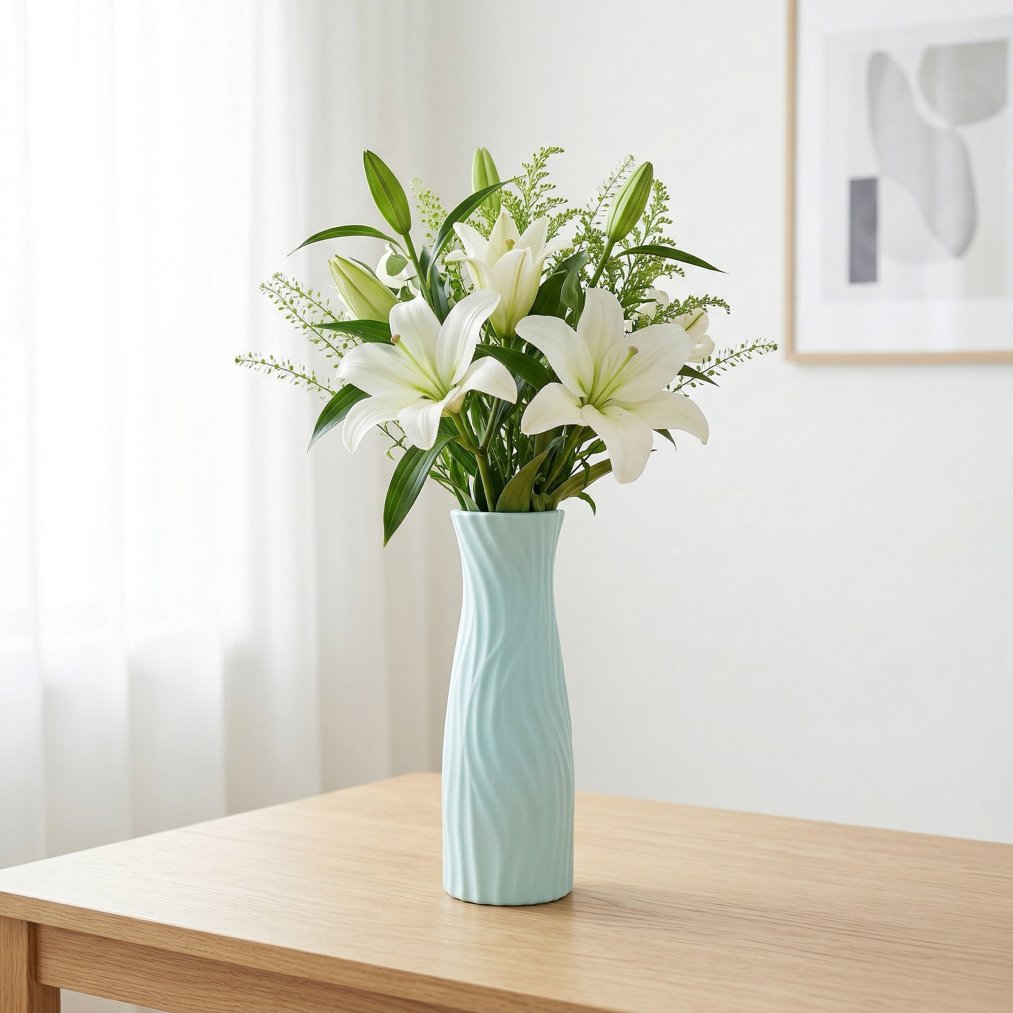 Unique Bargains Crystal Floral Slim Bloom Vase Blossoms Green 2.8"L x 2.8"W x 7.9"H