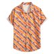 thumbnail image 3 of Camisas Para Hombre Manga Corta Camiseta con botones de solapa para playa y playa con estampado hawaiano para hombre, camiseta de manga corta, ropa de playa (Orange, S), 3 of 7