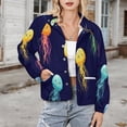 thumbnail image 3 of Jackets for Women Winter Coat Jackets Flannel Stand Collar Jacket(Cute Jellyfish Pattern,Size:S-4XL), 3 of 7