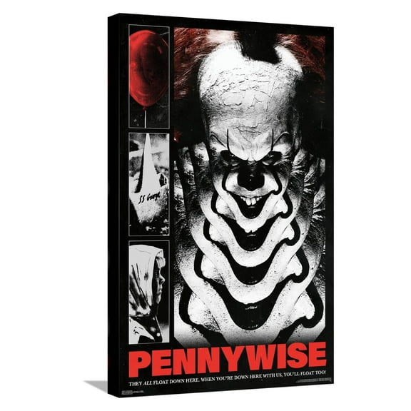 IT - Smiling Float Canvas Wall Poster, 14.725" x 22.375"