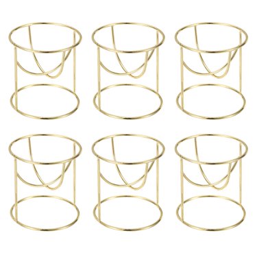 Unique Bargains Air Plant Stand Holder, 6 Pcs Round Metal Air Plant Pot Container for Home Bedroom Office Decor, Gold