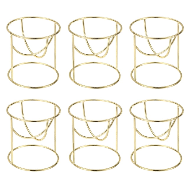 Soporte para Plantas Aéreas Uxcell, 6 Piezas de Contenedor Redondo de Metal para Decoración de Hogar, Dormitorio y Oficina, Oro