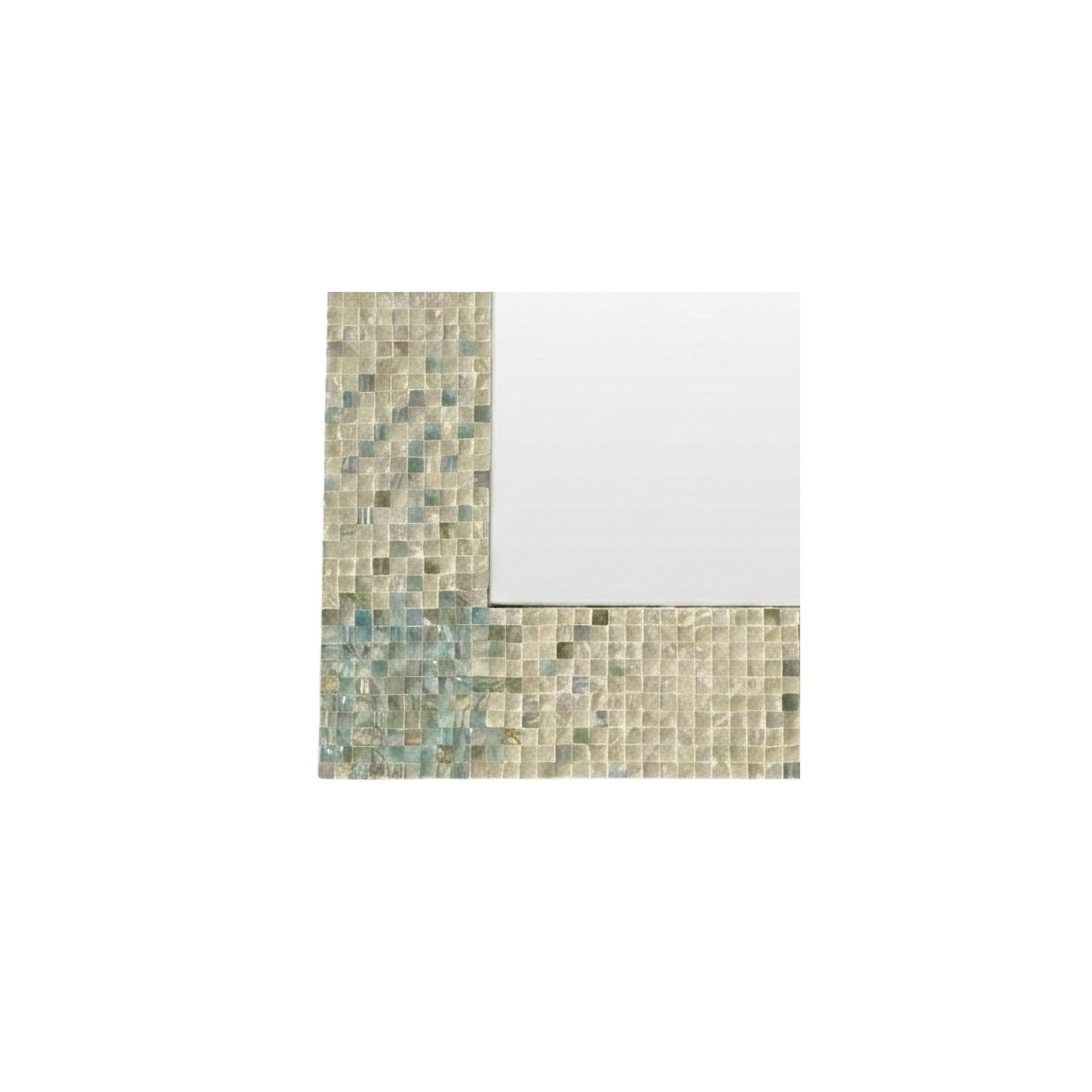 DecMode 36" x 70" Cream Handmade Mosaic Wall Mirror with Blue Corners