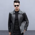 thumbnail image 3 of BAETEUY Men Slim Fit Jacket Faux Leather Lapel Bomber Jacket Vintage Zipper Coat Windproof Biker Motorcycle Jacket with Pockets, 3 of 8