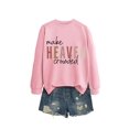 thumbnail image 2 of Women'S Letter Printed Sweater Crew Neck Long Sleeve Pullover Sweaters for Women Pink M, 2 of 5