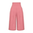 thumbnail image 5 of Mohiass Womens Capri Pants High Waisted Cotton Linen Women's Capri Pants Clearance Summer Smocked Wide Leg Capri Pants for Women with Pockets Pink M, 5 of 6