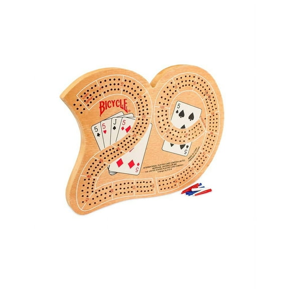 Bicycle Large 29 Wood Cribbage Board, Brown