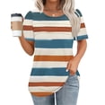 thumbnail image 1 of BVOFAR Tuniques à Rayures pour Femmes, Col Rond, Manches Courtes, Plissées, Coupe Ample, Tendance Été 2025, 1 of 6