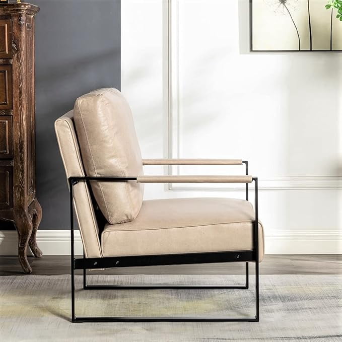 Modern Accent Chair with Durable Square Metal Frame