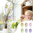 thumbnail image 4 of AZXY 6 Pcs Easter Egg Ornaments, 2.36in Multicolored Beaded Striped Easter Ornaments for Tree, Small Miniature Easter Egg Hanging Decorations for Small Tree, Easter Party & Home Indoor Outdoor Decor, 4 of 6