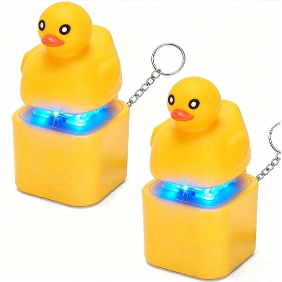 Rongyun Quacking Duck Keychain Fidget Rechargeable Duck Keyboard Keycaps that Quack Fidget Keychains Fun Stress Anxiety Reliever Sensory with Colorful Lights Christmas Stocking Stuffers (1PCS)
