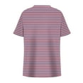 thumbnail image 5 of Women's Plus Size Cross V Neck Short Sleeve Shirts Summer Trendy Loose Fit Tunic Tops Dressy Casual Striped Print Blouse, 5 of 6