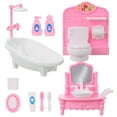 thumbnail image 2 of 1 Set Dollhouse Bathroom Furniture Mini Model Bathtub Toilet Layout, 2 of 8