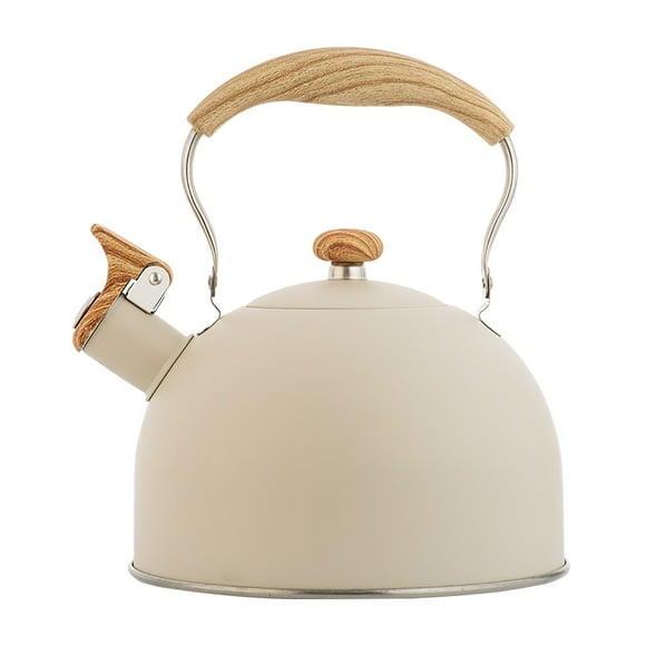 EDFBUYKRS Bouilloire Sifflante Rétro pour Cuisinière, Bouilloire en Acier Inoxydable pour Cuisinière, Théière de Qualité Alimentaire avec Poignée à Motif Sifflement Fort pour Café Lait Etc Appli
