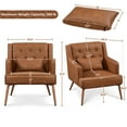 thumbnail image 5 of Topeakmart Modern Faux Leather Accent Chair with Lumbar Pillow for Living Room, Retro Brown, 5 of 8