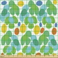 thumbnail image 2 of Ambesonne Retro Fabric by the Yard Upholstery, Simplified Flowers Circles, 3 Yards, Fern Green Mustard, 2 of 5