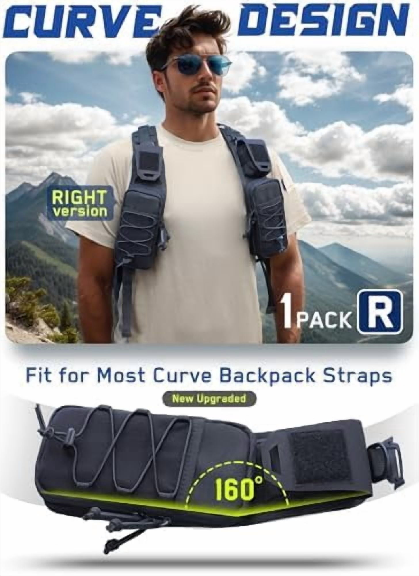 GOLRISEN Molle Backpack Accessories Pouch of Curve Design Version, Tactical Backpack Strap Pouch Hiking Backpack Attachment Pack