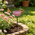 thumbnail image 5 of Metal Flower Garden Stake Bird Bath, Artificial Alloy Outdoor Yard Art Bird Feeder Bowl, Pollinator Watering Station for Butterflies, 1.96" x 3.54" x 25.78", KTFgvq, 5 of 6